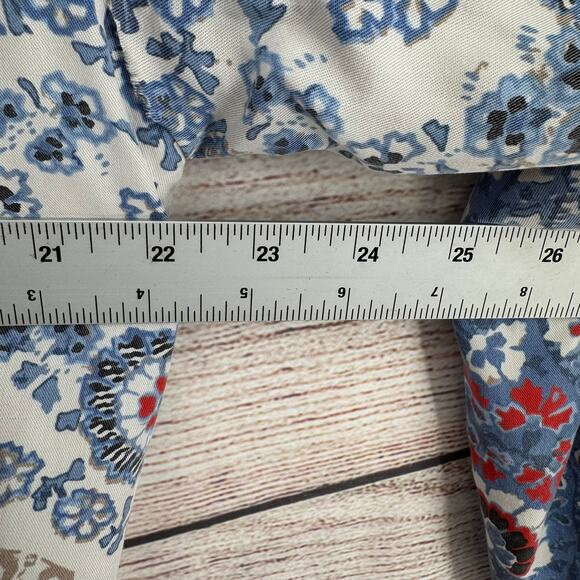 Free People Quilt Lined Floral Full Zip Jacket Womens Large Blue White Beige - Picture 11 of 13